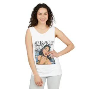 Vintage Pop Art Tank Top - American Style, Women Summer Shirt, Beachwear, Gift for Her, Casual Top