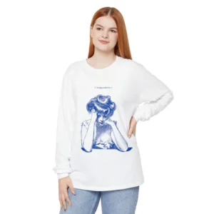 Melancholy Muse Long Sleeve T-Shirt | Vintage Inspired Tee for Art Lovers, Ideal for Gifting, Casual Wear, Art Shows, Cozy Style
