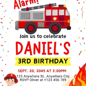 Firefighter Birthday Invitation