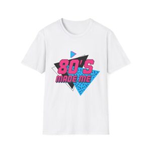 Introducing a vibrant Unisex Softstyle T-Shirt that brings a nostalgic touch to modern fashion. With its playful '80s-inspired design, this t-shirt radiates a fun and spirited vibe that makes it perfect for casual outings or retro-themed events. Tailored for comfort and style, it fits seamlessly into your everyday wardrobe. Ideal for music lovers, vintage enthusiasts, and anyone wanting to express their unique personality, this tee is a fantastic gift for birthdays, celebrations, or just as a treat for yourself. Whether you're at a festival, a party, or lounging at home, this t-shirt adds a splash of color to any occasion and showcases your love for retro flair.  Product features - Without side seams for a smooth, attractive finish. - Ribbed knit collar retains its shape effortlessly. - Shoulder tape prevents stretching and stabilizes the fit. - Made from 100% ring-spun cotton for all-day comfort. - Ethically produced with compliance for safety and quality.  Care instructions - Do not dryclean - Do not bleach - Tumble dry: low heat - Iron, steam or dry: low heat - Machine wash: cold (max 30C or 90F), with similar colors