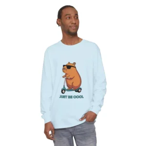 Cool Beaver Long Sleeve Tee, Trendy Unisex T-Shirt, Animal Lover Gift, Casual Wear for Kids and Adults, Just Be Cool Shirt
