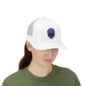 Glam Skull Snapback Trucker Cap - Sparkle Fashion Hat, Grunge Style Headwear, Unique Gift for Music Lovers, Halloween Accessory