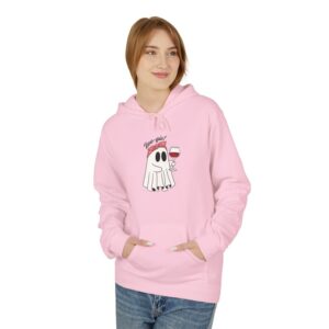 Ghost Wine Lover Hoodie, Funny Halloween Sweatshirt, Women Fleece Pullover, Cozy Gift for Wine Enthusiasts, Spooky Party Attire