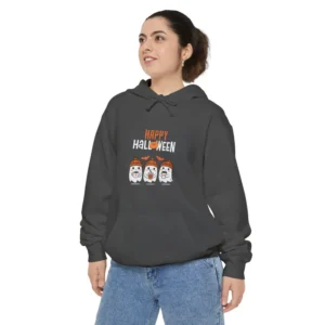 Halloween Women Garment-Dyed Hoodie, Cozy Fall Sweatshirt, Pumpkin Hoodie, Spooky Apparel, Boo-tiful Gift