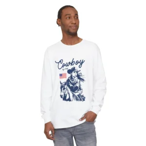 Cowboy Long Sleeve T-Shirt, Vintage Cowboy Tee, Country Graphic Shirt, Men Western Apparel, Perfect for Festivals and Everyday Wear