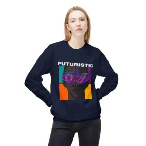 Futuristic Women Sweatshirt, Cozy Apparel, Fashion Staple, Tech-Inspired Gift, Streetwear Essential, Graphic Crewneck, Everyday Comfort
